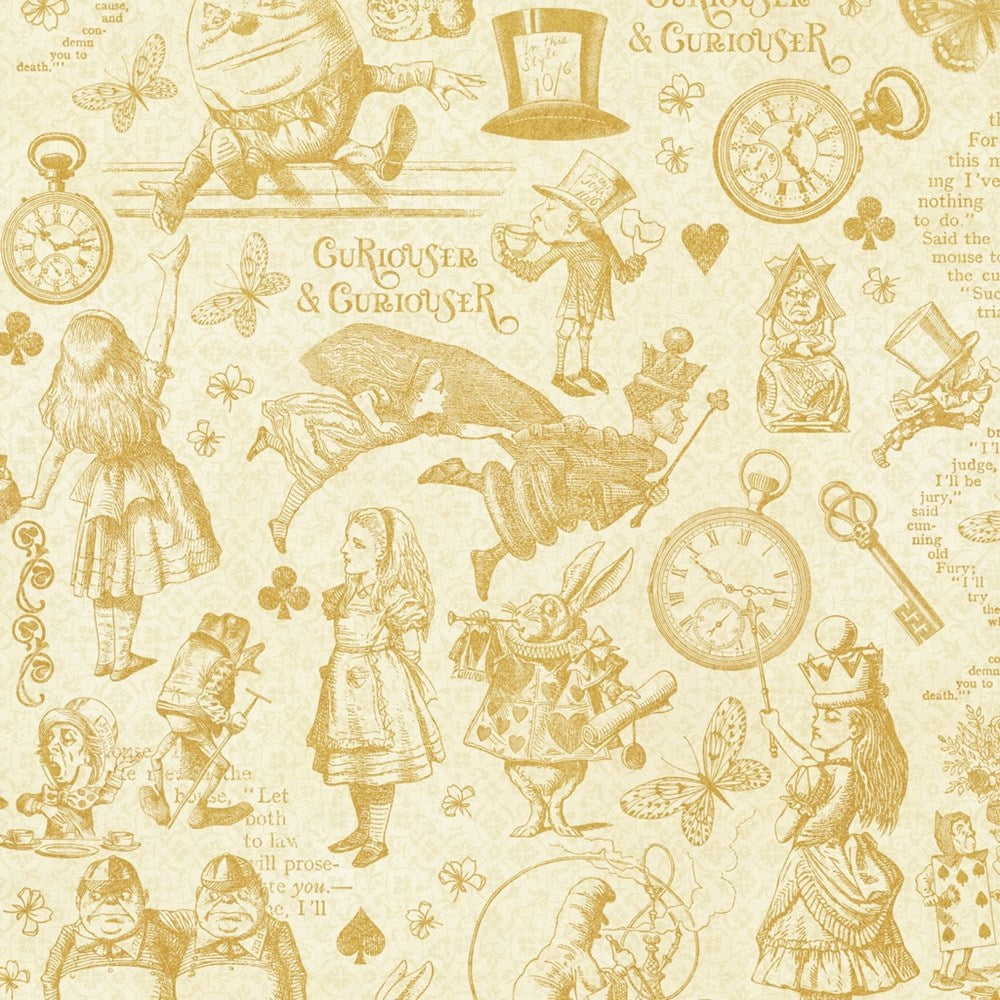 W130-039-133 / Always Late - Ivory || Curiouser & Curiouser || White Owl Textiles