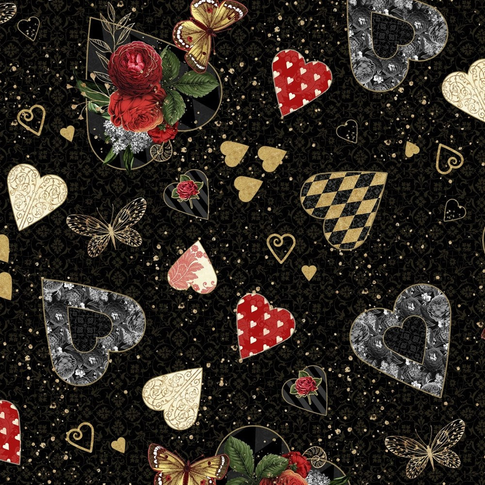 W130-041-993 / Joyous Possibilities - Black || Curiouser & Curiouser || White Owl Textiles