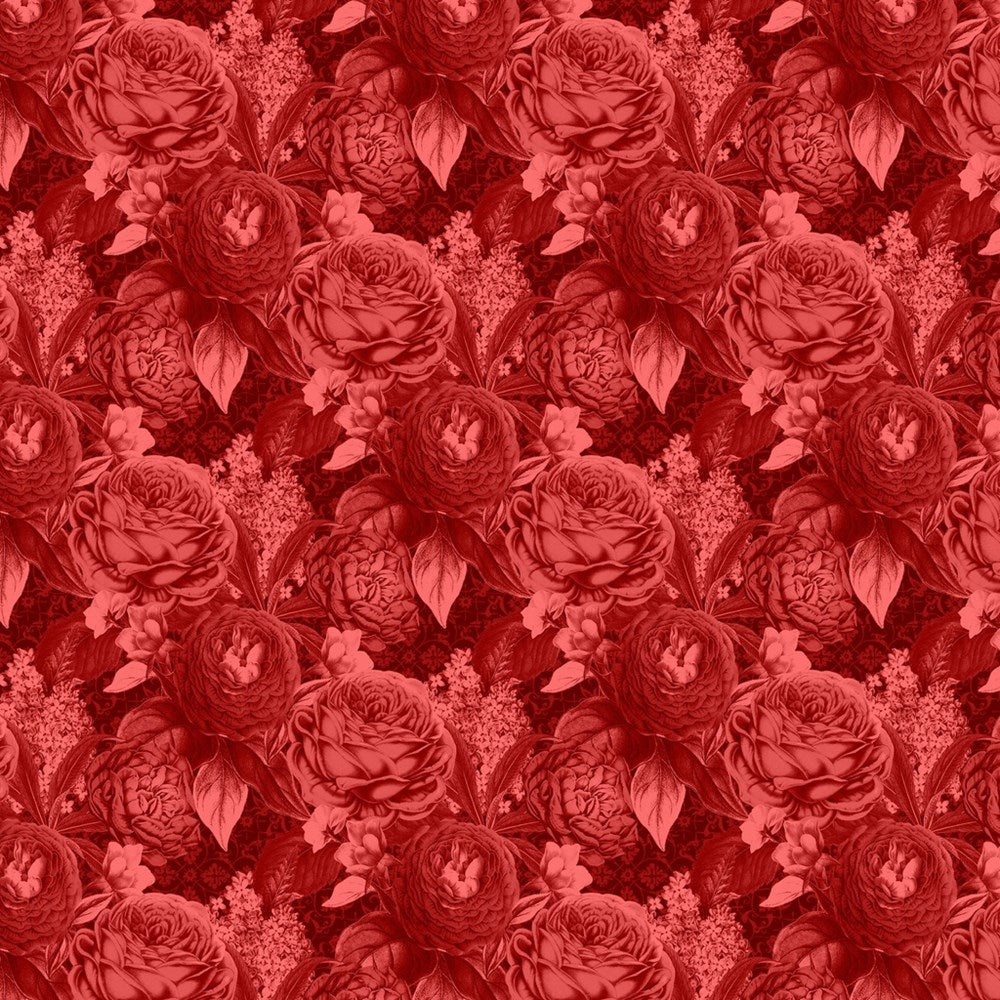 W130-042-555 / Outlandish Odyssey - Red || Curiouser & Curiouser || White Owl Textiles