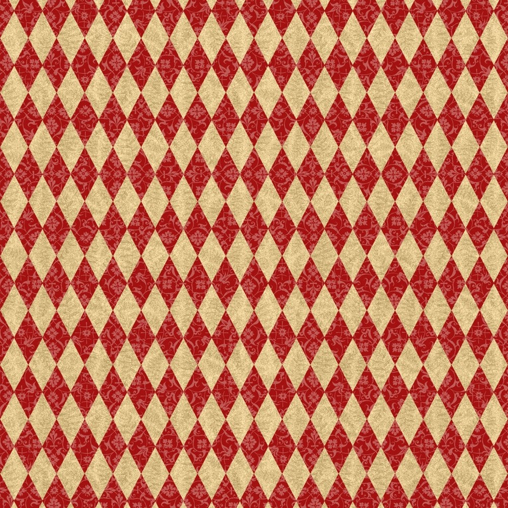 W130-043-533 / Diamonds - Red || Curiouser & Curiouser || White Owl Textiles