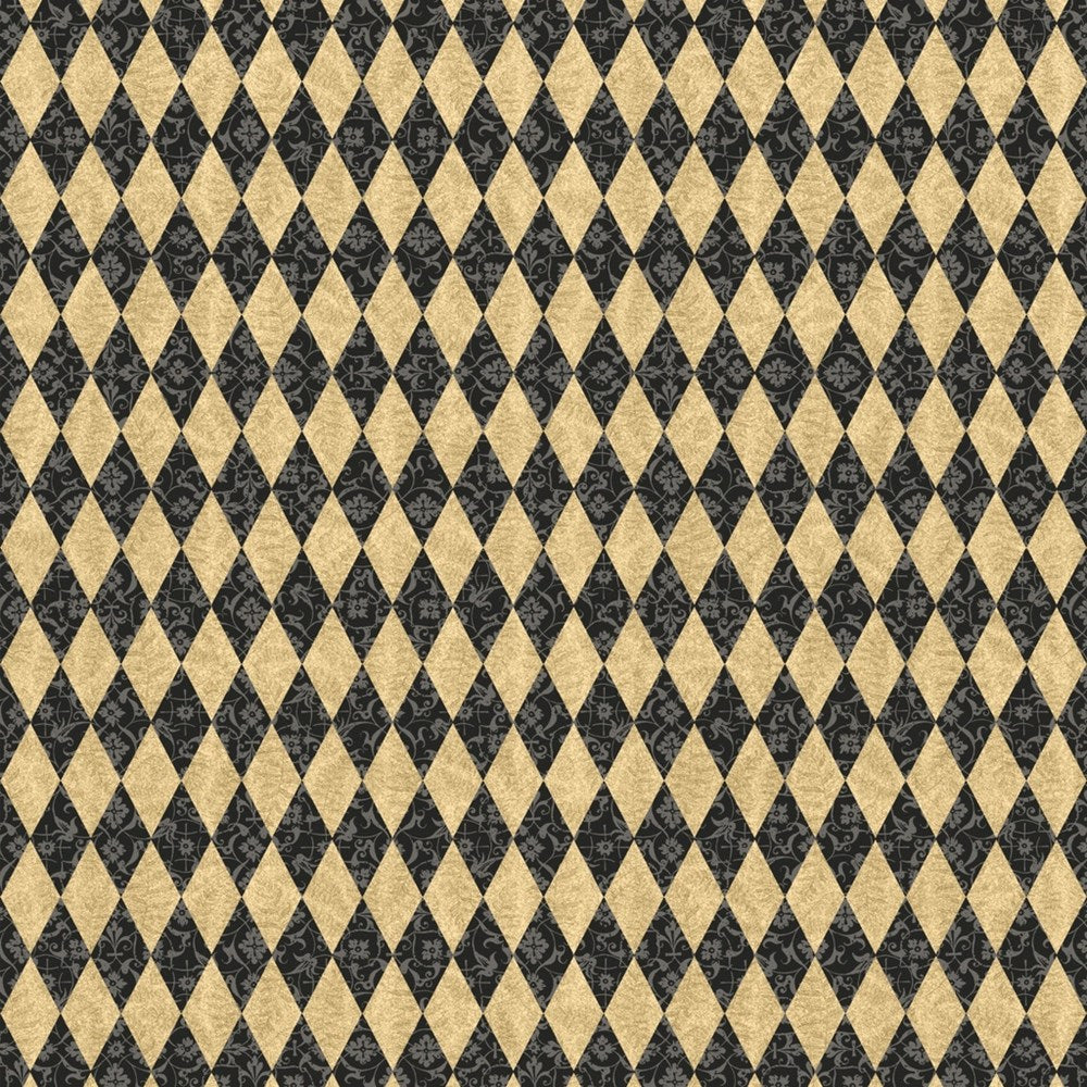 W130-043-933 / Diamonds - Black || Curiouser & Curiouser || White Owl Textiles