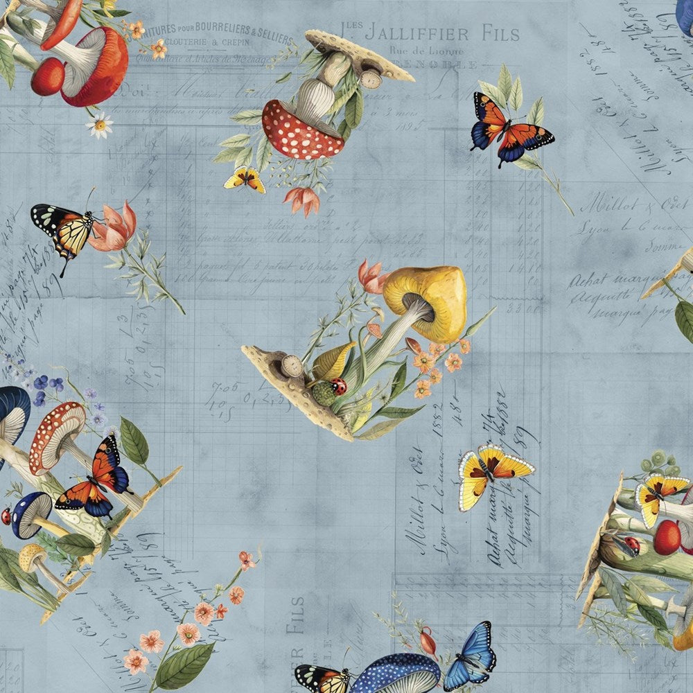 W150-014-757 / Large Mushroom Toss - Denim || Beneath the Canopy || White Owl Textiles