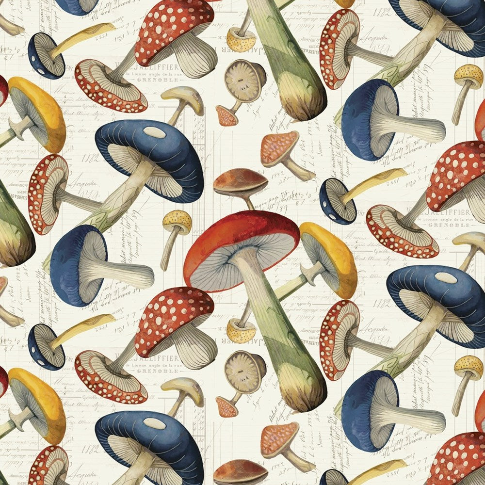 W150-015-157 / Packed Mushrooms - Multi || Beneath the Canopy || White Owl Textiles