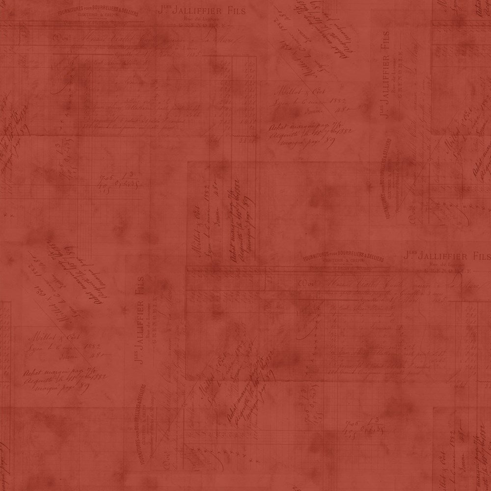 W150-022-555 / Writings - Red || Beneath the Canopy || White Owl Textiles
