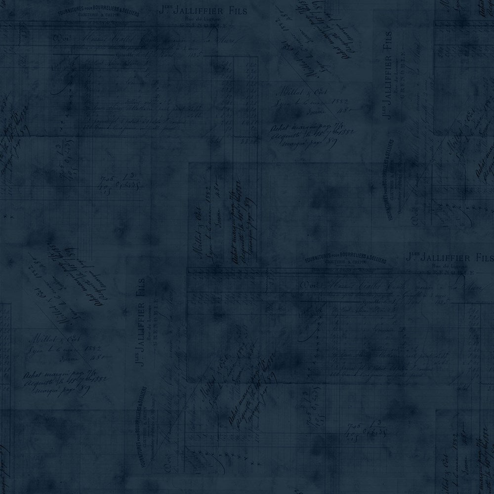 W150-022-779 / Writings - Navy || Beneath the Canopy || White Owl Textiles