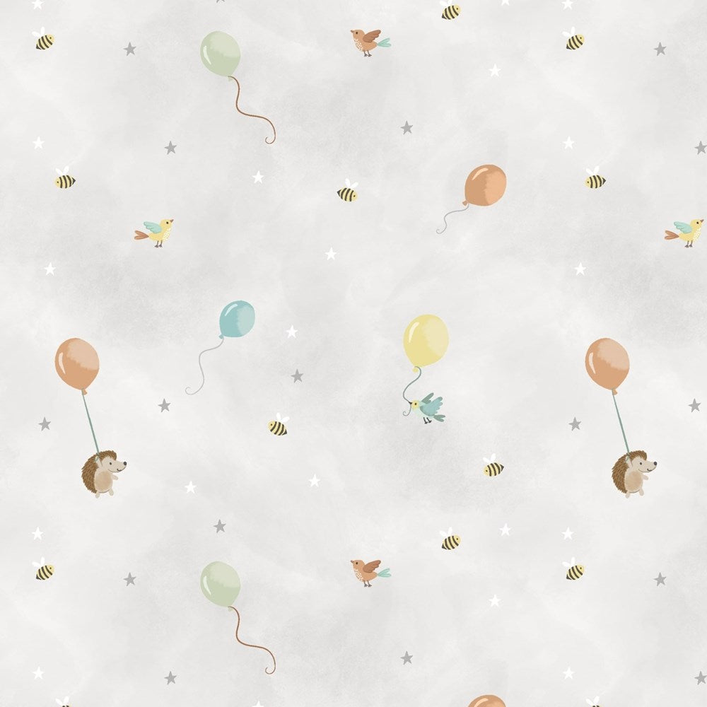 W190-005-947 / Birds & Bees - Gray || Woodland Lullaby || White Owl Textiles