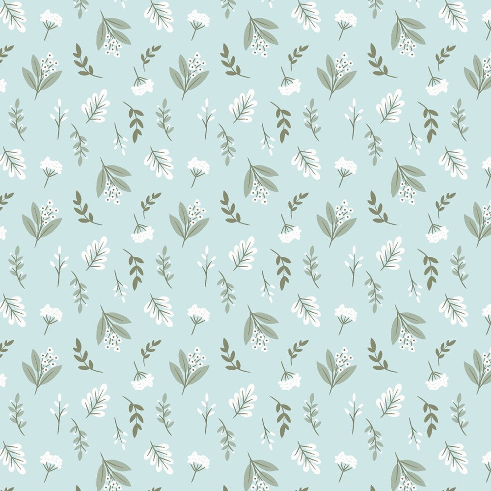 W190-007-718 / Floral Toss - Sky || Woodland Lullaby || White Owl Textiles