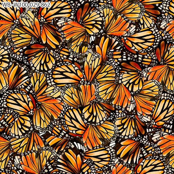 WB-W100-029-862 / Packed Butterfly Wings Multi || 108" Widebacks || White Owl Textiles