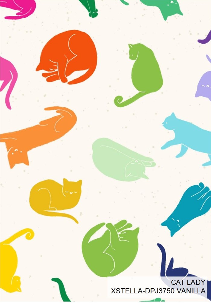 EXTRA WIDE QUILT BACKS - CAT LADY || VANILLA || Dear Stella