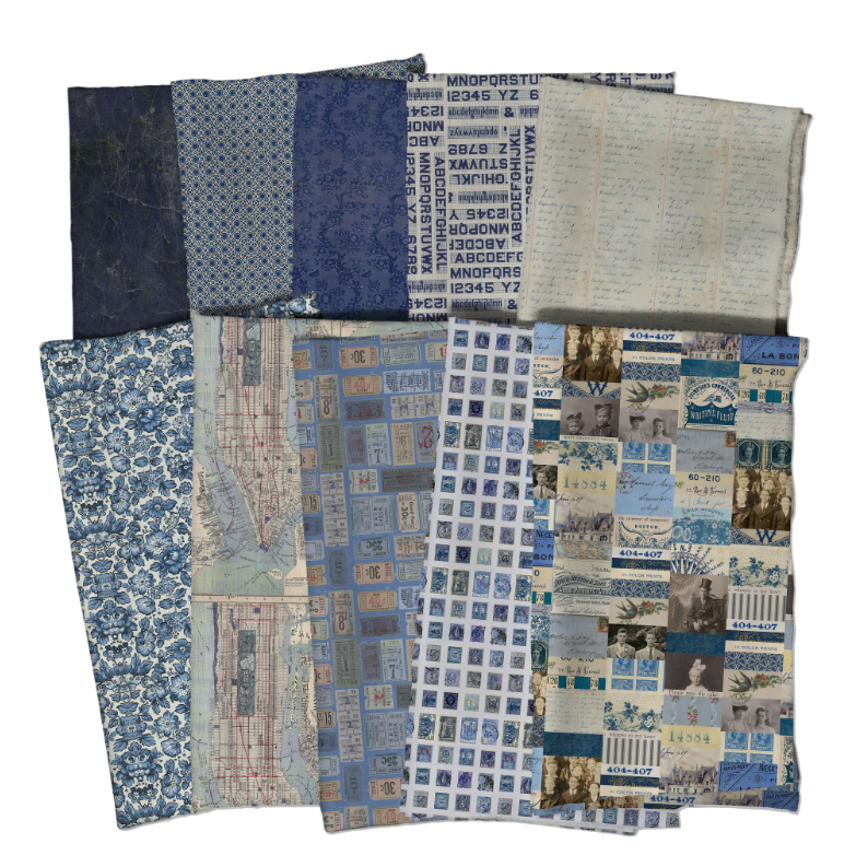 Palette - Fat Quarter - 10pcs || Palette (Indigo) || Tim Holtz