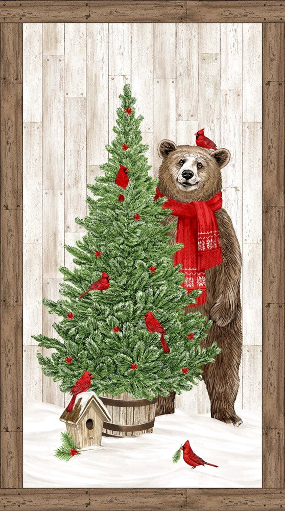 Panel 24&quot; - White Multi ll Beary Merry Christmas