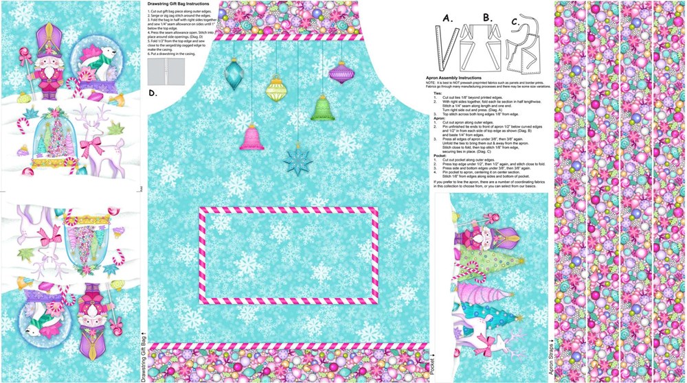Apron Panel - Turquoise Multi ll Merry And Bright