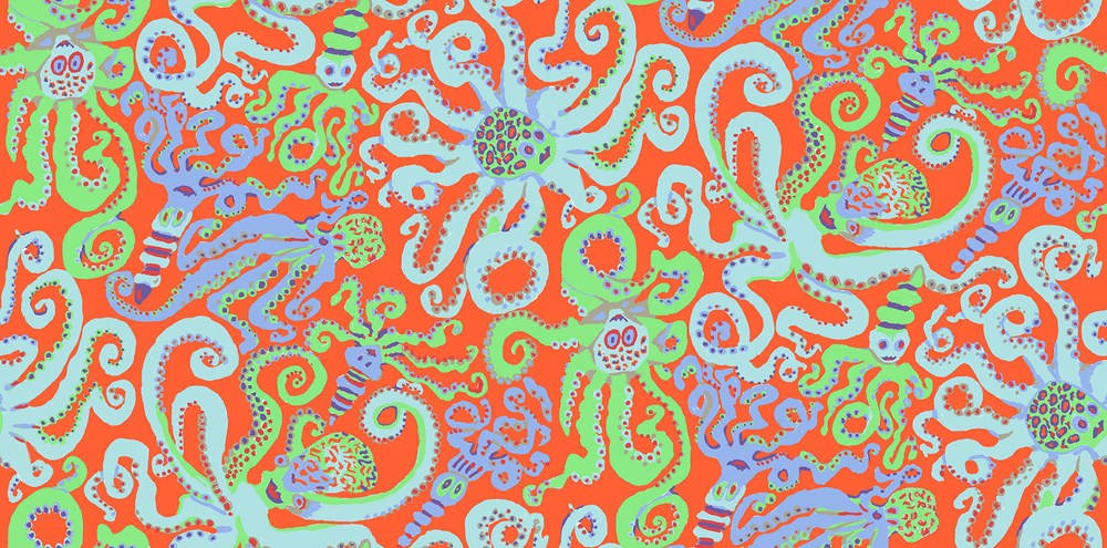Octopus - Orange II Stash II Kaffe Fassett Collective