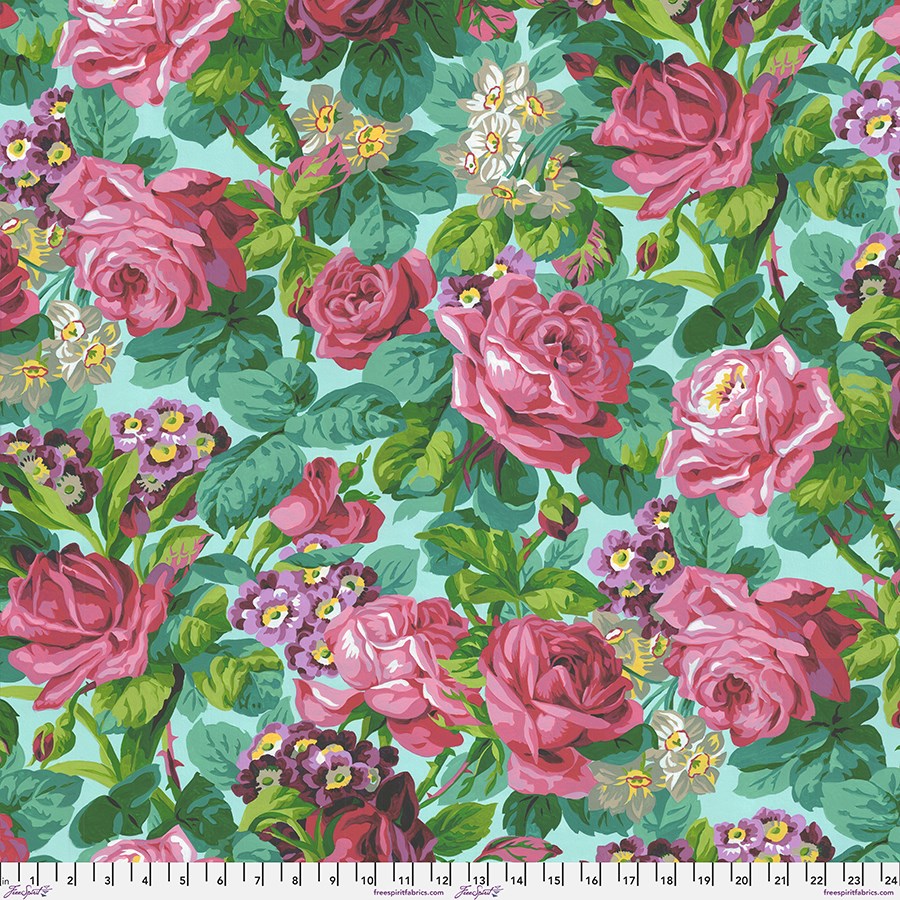 Rose &amp; Primulas - Aqua ll Cottage Garden ll Snow Leopard