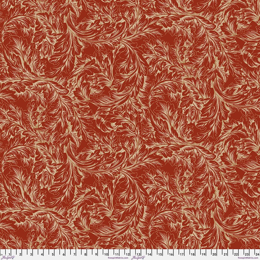 Acanthus Scroll - Red ll Cotswold Holiday ll Morris &amp; Co
