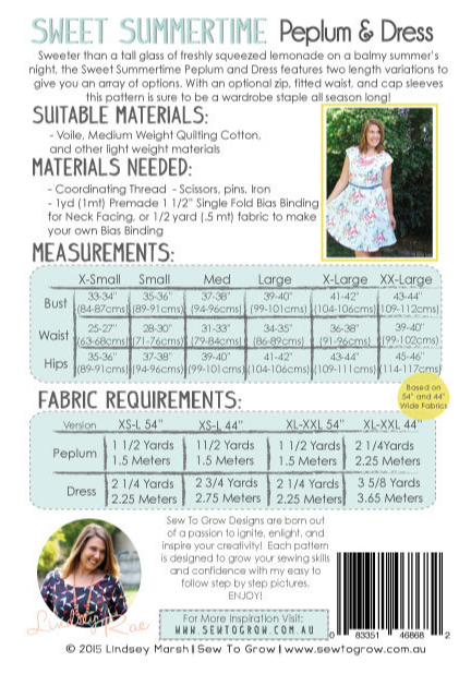 Sweet Summetime Peplum &amp; Dress Pattern
